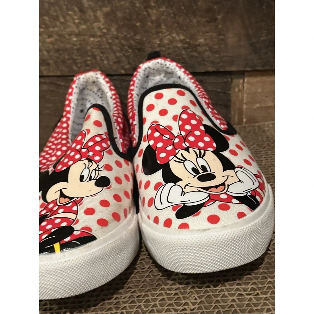Minnie Mouse Disney Slip-On Shoes | Size 4 | Polka Dot Red White‎
